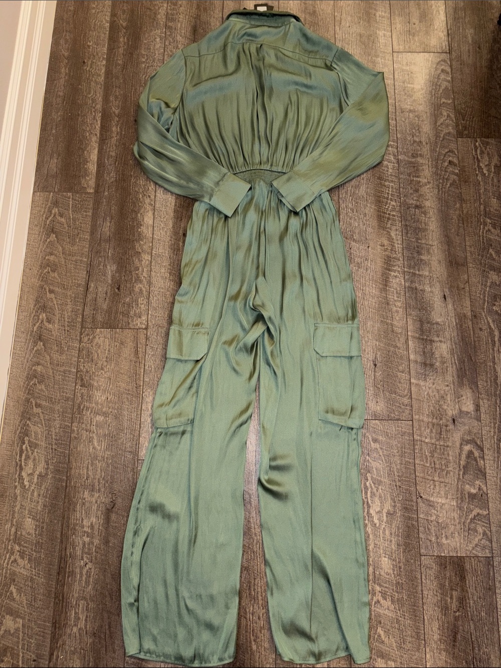 Maje Daicy Green Satin Jumpsuit NWOT - Picture 6 of 6